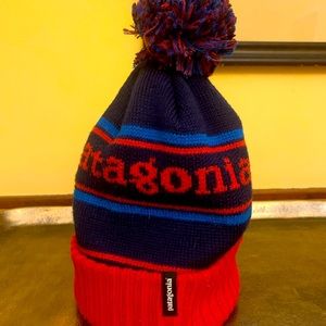 Patagonia kids powder town pom beanie|park stripe